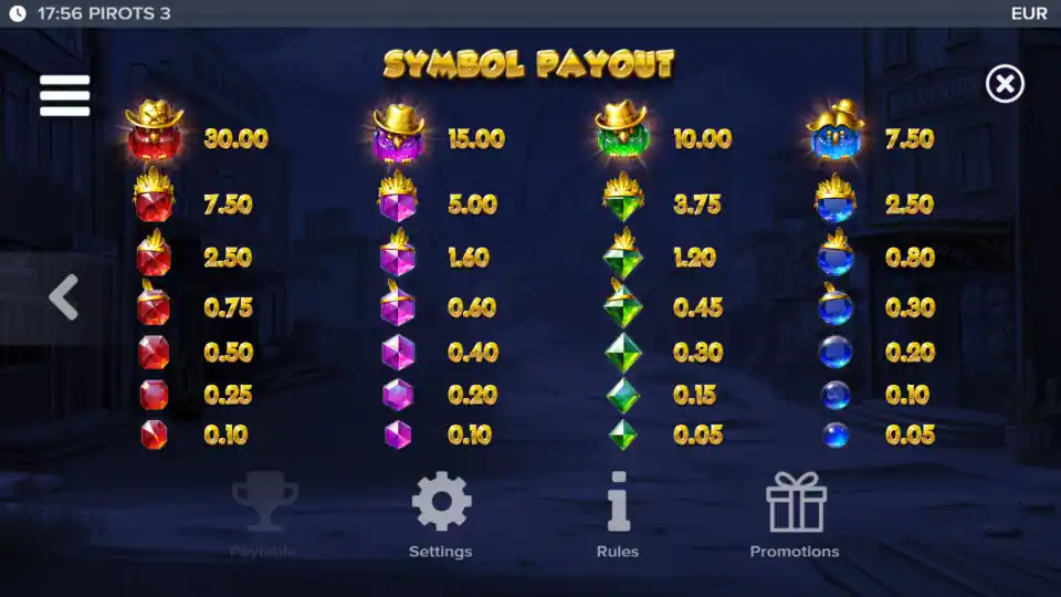 Pirots 3 Payout